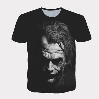 3D Joker Baskı Erkekler Yaz Gömlek Kısa Kollu Polyester Erkek T Shirt Moda Erkek Streetwear O Boyun erkek giyim