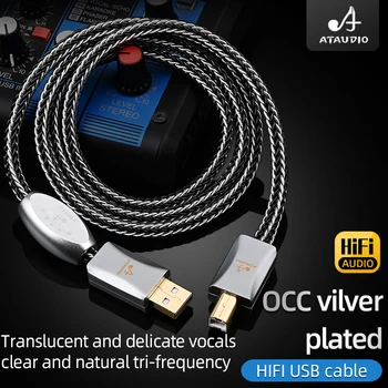 ATAUDIO Hifi USB kablosu DAC A-B OCC gümüş kaplama Dijital AB Ses A'dan B'ye high-end Tip A'dan B'ye ses usb otg tipi Kablo