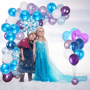 Buz Kar Dondurulmuş Tema Balonlar Garland Kemer Kiti Kar Tanesi Folyo Balon Doğum Günü Partisi Bebek Duş Düğün Dekorasyon Globos
