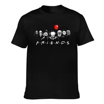 Arkadaşlar Cadılar Bayramı T Shirt Pennywise Jason Voorhees Korku Erkek Temel kısa kollu t-shirt Baskılı %100 Pamuk Tee Gömlek
