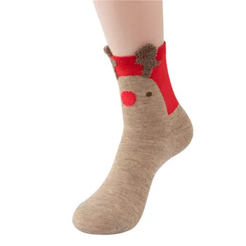 2022 Yeni Varış Kış Noel Kadın Çorap Karikatür Pamuk Çorap Elk Ayı Köpek Kırmızı Renk Çorap Mutlu Yeni Yıl Çorap kawaii çorap