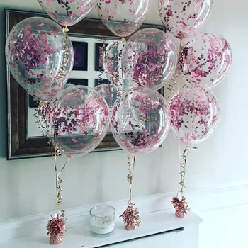 12 inç Yıldız Konfeti Lateks Balon Romantik Yetişkin Düğün Dekorasyon Bebek Duş Doğum Günü Partisi Dekoru Temizle Hava Balonları
