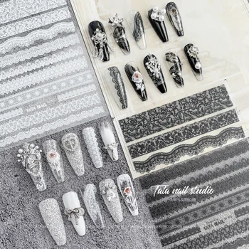 Nail Art 3D Çıkartması Yapışkan Çıkartmalar Yüksek Kalite Düğün Dantel Nails Salon Manikür Dekorasyon