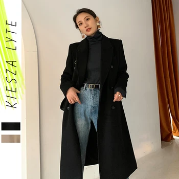 Kadın Yün Ceket Pist Lüks Vintage Uzun Kollu Bağlama Sıcak Yün Ceket Bayanlar Dış Giyim 2020 Kış Kıyafet