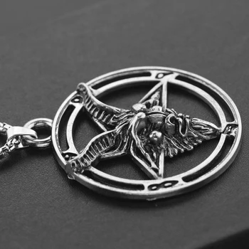 Baphomet Ters Pentagram Keçi Kafası Kolye Vintage Baphomet LaVeyan LaVey Satanizm Gizli Metal Kolye Kolye Erkekler İçin