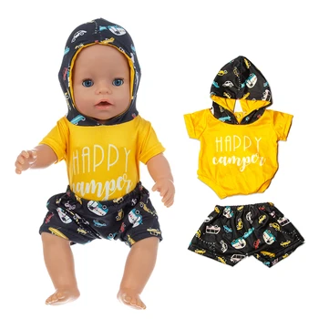 3 Adet = Set + Şapka + Ayakkabı Bebek ClothesFit 17 inç 43cm oyuncak bebek giysileri Doğan Bebek Bebek Aksesuarları Takım Elbise Bebek Doğum Günü Festivali Hediye