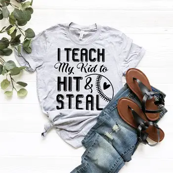 Ben Öğretmek Benim Çocuk Vurmak Ve Çalmak Gömlek Softbol Beyzbol Oyuncusu Beyzbol Anne Özel Beyzbol Gömlek %100 % pamuk Streetwear goth y2k