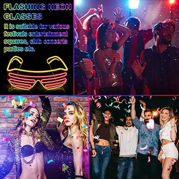 Led Işıklı Gözlük Neon Gözlük hafif parlamalı Karanlık Festivali Bar Doğum Günü Partisi Cosplay Kostümleri Dekor yanıp sönen ışık