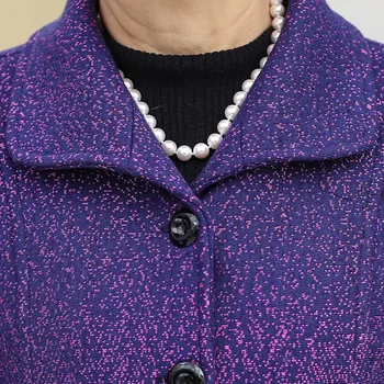 Yaşlı Kadın İlkbahar sonbahar ceketi 2022 Orta Yaşlı Anne Yün Ceket Büyükanne Kısa Kadın Yün Giyim 4XL 2074