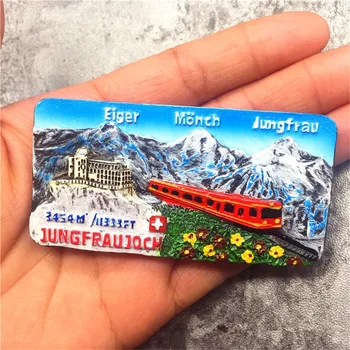 High-end 3D El Yapımı Jungfrau İsviçre buzdolabı mıknatısı turistik hediyelik buzdolabı mıknatısı Çıkartmalar Ev Dekorasyon