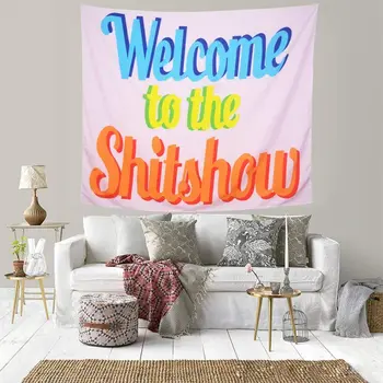 Hoş geldiniz Shitshow Goblen, Komik Hippy Goblen Renkli Dayanıklı Duvar Asılı Goblen Oturma odası Yatak Odası Yurt Dekor