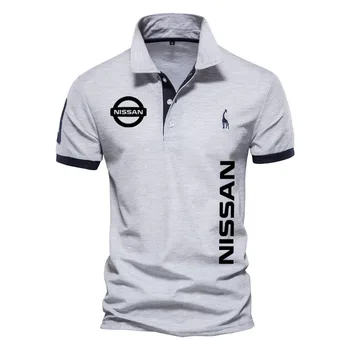 Harajuku Golf Gömlek Kısa Kollu Nissan araba logosu baskı %100 % pamuk Polo üst Yüksek Kaliteli Kontrast Renk İş POLO GÖMLEK