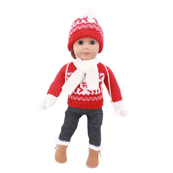 Ücretsiz Kargo Kış Kazak Pantolon + Şapka + Eşarp İçin 18 İnç Kız Ve 43 Cm Yeni Bebek Reborn oyuncak bebek giysileri Logan Erkek, yılbaşı Hediyeleri