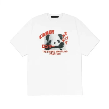 Yaz Y2K Kadın kısa kollu t-Shirt Panda grafik Baskı Büyük Boy T-shirt Gevşek Harajuku Kawaii Tarzı Çift Gömlek Tops