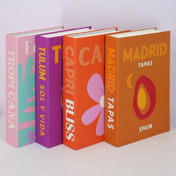 Renkli Sahte Kitap Seyahat Serisi Dekoratif Simülasyon Kitap Fotoğraf Prop Cafe Masa Dekorasyon Açılabilir saklama kağıdı Kutusu