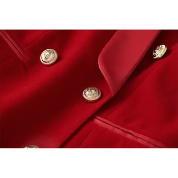 2023 Lüks Kadife Akşam Yemeği Yeni Yıl Noel Kırmızı Renk Saten Şal Yaka Blazer Elbise En Kaliteli