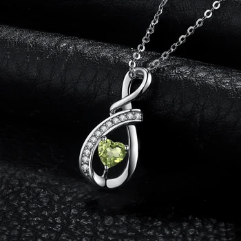 JewelryPalace Infinity Aşk Kalp Hakiki Peridot 925 Ayar Gümüş Kolye Kolye Kadın Taş Güzel Takı Hiçbir Zincir