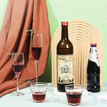 Akrilik Daire Kokteyl cam nazarlık Yuvarlak İçecek Etiketi Boş İşaretleyici şarap bardağı Charm Düğün Doğum Günü Partisi Dekoru Altın ve Gümüş