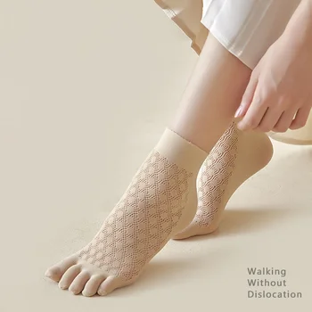 5 Pairs Naylon Kadın 5 Parmak Çorap Yaz Örgü Nefes İnce Katı Yumuşak Elastik Gevşek Hiçbir Topuk İpek Çorap Ayak Kaliteli