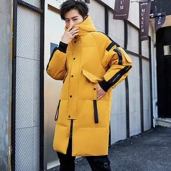 Aşağı Ceketler Erkekler Aşağı Palto Kapşonlu 2023 Popüler Takım Orta uzunlukta erkek Kış Parkas Erkek Ceketler Yeni Kore moda giyim