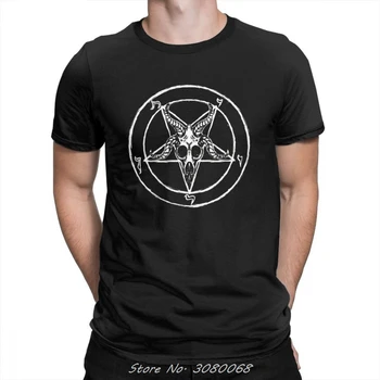 Baphomet Pentagram T-Shirt O-Boyun Tee Gömlek Kısa kollu erkek Yaz Pamuklu Gömlek Yeni Hip Hop Streetwear