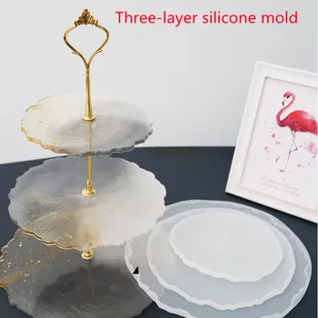 Meyve tepsisi silikon kalıp üç katmanlı çiçek tepsisi silikon kalıp DIY kristal epoksi kalıp masaüstü dekorasyon
