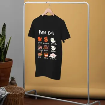 Potter Kedi Yenilik T-shirt Erkek Pawter Eğlenceli Baskılı T Shirt Kısa Kollu Çift Tshirt %100 Pamuk doğum günü hediyesi Giyim
