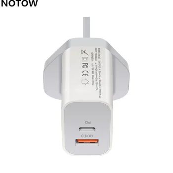 NOTOW 18W PD USB Tip C Duvar Şarj Seyahat Güç Adaptörü Hızlı Hızlı QC 3.0 Şarj AU/ABD/AB/İNGİLTERE Tak iPhone Samsung için