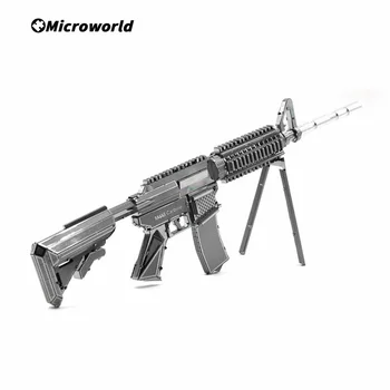 Microworld 3D Metal yap-boz oyunları Askeri M4A8 Karabina Silah Tüfek Modelleri Kitleri DIY Lazer Kesim Yapboz Oyuncaklar Hediyeler Genç Yetişkin İçin