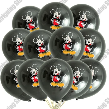 10/20 adet Mickey Mouse 12 İnç Lateks Balonlar Kırmızı Siyah Sarı Balonlar Süslemeleri Kiti Doğum Günü Bebek Duş Parti Malzemeleri