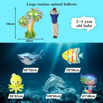Köpekbalığı Deniz Doğum Günü Partisi Balonlar Zemin Süslemeleri Deniz Okyanus Hayvanlar Temalı Balık Balon Doğum Günü Partisi Malzemeleri Dekor
