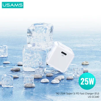 USAMS Süper Si 25W PD Şarj Cihazı Süper Hızlı Şarj QC 3.0 2.0 USB Tip C Şarj iPhone12 Pro Mini Max 11 / Huawei / Xiaomi / Samsung