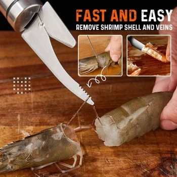 Paslanmaz Çelik 6 İn 1 Balık Bıçağı Çok Fonksiyonlu Hızlı Karides Soyucu Karides Hattı Kesme / kazıma / kazma Bıçağı mutfak gereçleri