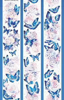 5 Metre / 10 Metre Parlak Gümüş Mavi Gül Kelebek Çiçek Temel Çiçek evcil hayvan bandı Şaraplar Stüdyo