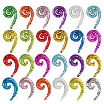 50 adet Renkli Spiral Dalga Eğrisi Folyo Tek veya Çift Rulo Balonlar Aile Doğum Günü Partisi Düğün Dekorasyon duvar çıkartmaları Inf