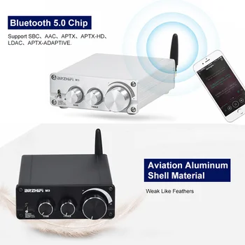 BRZHIFI Bluetooth uyumlu 5.0 QCC5125 Amplifikatör 2 * 80W Güç HD Ses AUX APTX APTX-HD HıFı Mini Amp DIY Stereo Ev Sineması