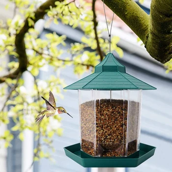 Asılı Kuş Besleyici Çatı Asılı Kuş Besleyici Gıda Dağıtıcı Bahçe bahçe dekorasyonu Açık Besleme Aracı Pet Kuş Malzemeleri