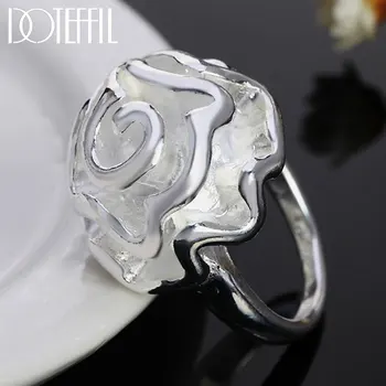 DOTEFFIL 925 Ayar Gümüş Gül Çiçek Yüzük Kadınlar İçin Moda Düğün Nişan Parti Hediye Charm Takı