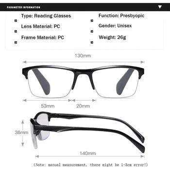 Kadın okuma gözlüğü Yeni Moda Erkekler Yarı diyoptri Uzun görüşlü Gözlük + 0.75 İla + 4.0 Anti mavi ışık Gözlük İş Ofis