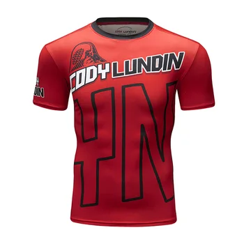 Cody Lundin Spandex Egzersiz Spor T-shirt Sıkıştırma 3d Baskılı Spandex Çabuk kuru Sörf Anti-Uv Rashguard MMA BJJ streetwear tees