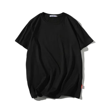 Yeni Yaz %100 % Pamuk Erkek T Shirt Casual Kısa Kollu O-boyun Büyük Boy Siyah Beyaz Temel Tees Tops M-5XL Hip Hop Streetwear