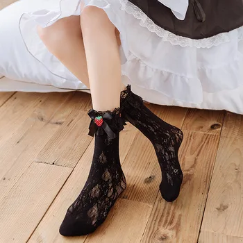 Japonya Lolita Çorap Çilek Karikatür Sevimli Loli Dantel Gevşek Çorap İlmek Diz Yüksek Kız