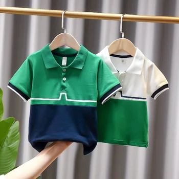 Yaz Kısa Kollu Erkek Bebek Gömlek Çocuk polo gömlekler Pamuk Çocuk Boys Renk Eşleştirme T Shirt bebek kıyafetleri