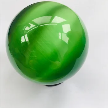 Doğal Yeşil kedi gözü taş kuvars kristal top ev dekorasyon doğal taş kesme ve parlatma 1 adet