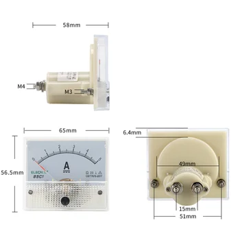 1 ADET DC Plastik Analog Pointer Ampermetre ampermetre Paneli 1A 2A 3A 5A 10A 20A 50A 100A Mekanik Akım Ölçer 64 * 56mm