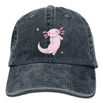 Cadılar bayramı Axolotl Komik beyzbol şapkası Erkek Kadın Ayarlanabilir Düz baba şapkası Düşük Profil Katı yuvarlak şapka Siyah Kap Kadınlar için