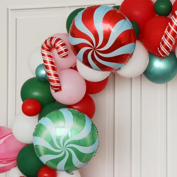 139 adet / grup Noel Balon Garland Kemer kiti Yeşil Kırmızı Beyaz Şeker noel balonlar Parti Noel Süslemeleri