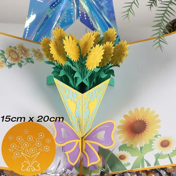 3D Pop UP Çiçek Davetiyeleri Kartları Parti Davetiyesi Bebek Duş Hediyeler Gül Düğün Tebrik Kartı Yıldönümü Hediyeleri Kartpostal
