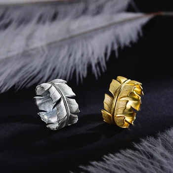 Lotus Eğlenceli An Gerçek 925 Ayar Gümüş Doğal Orijinal Tasarımcı Güzel Takı Zarif Yumuşak Tüy Yüzükler Kadınlar için Bijoux