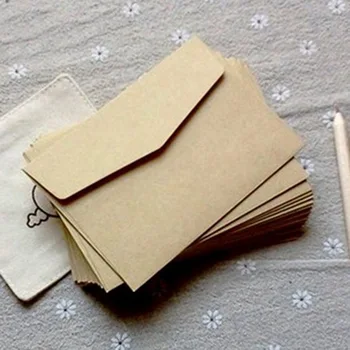 (10 Adet / grup) 7 * 10cm Vintage Kraft Kağıt Zarflar Mini Tebrik Kartı Üyelik Kartı Zarfları